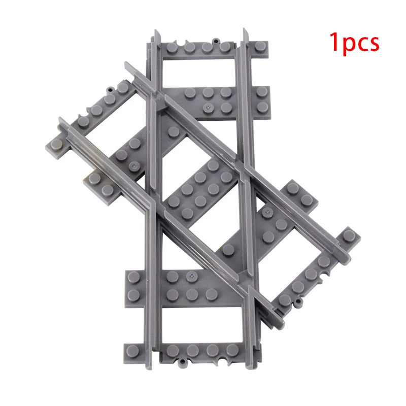 MOC City Train Rail Crossing Flexible Tracks Forked Straight Curved Rails Switch Building Block Bricks Creative DIY Toys