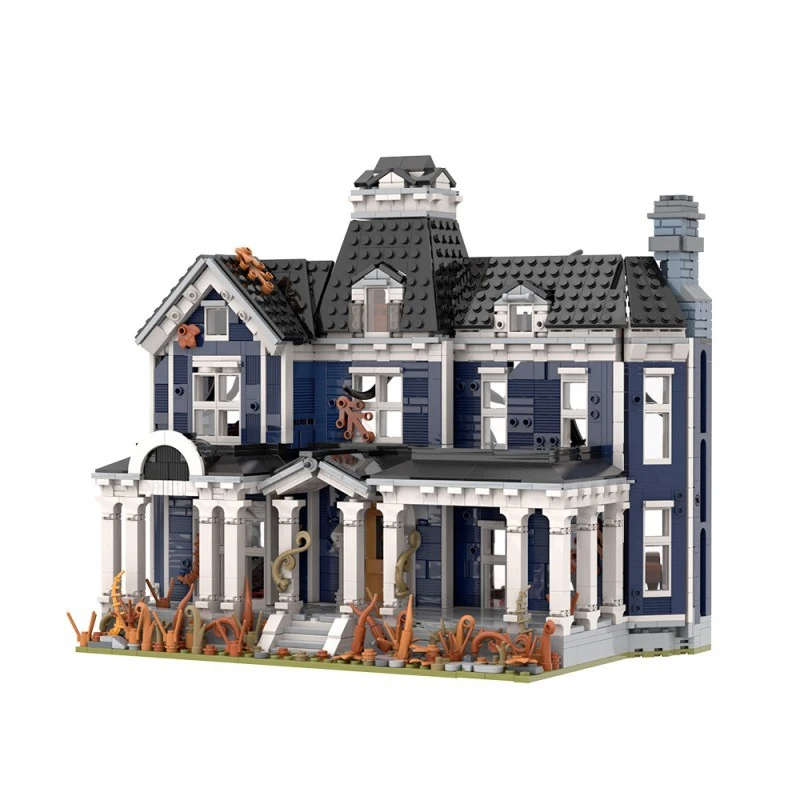 Spooky Haunted Mansion MOC Building Blocks Horror Villa Bricks DIY Assembly Toy Halloween Desktop Decor Gift for Adult Collector