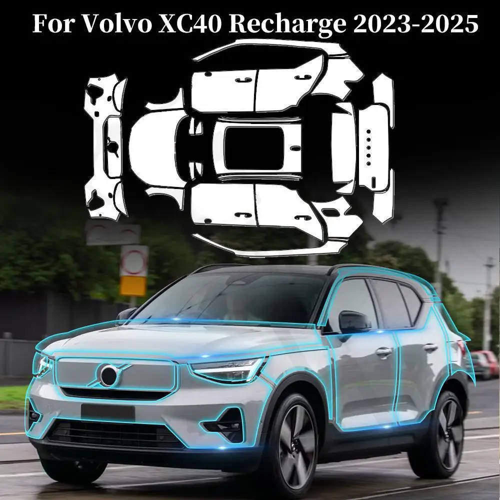 For Volvo XC40 Recharge 2023-2025 TPU Paint Protection Film Self-Healing Clear Bra Pre-cut PPF Car Body Anti-Scratch Resistant