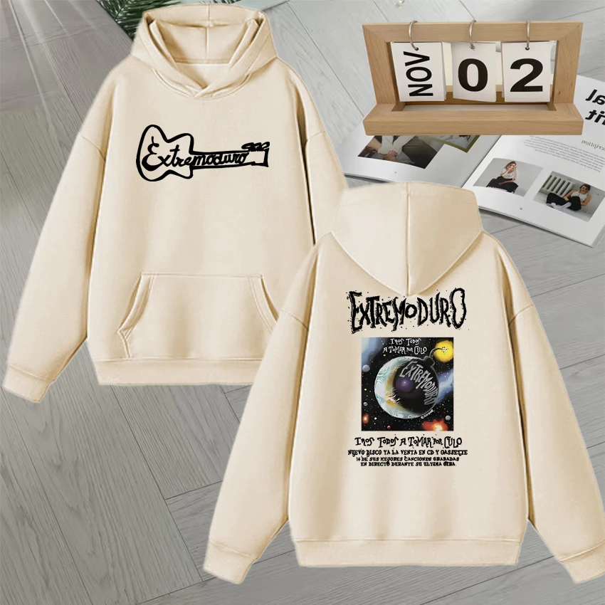 New Rock Band EXTREMODURO Tour Hoodies Fleece Men Women Autumn Winter Double Sided Print Sweatshirt Long sleeve Unisex Pullovers