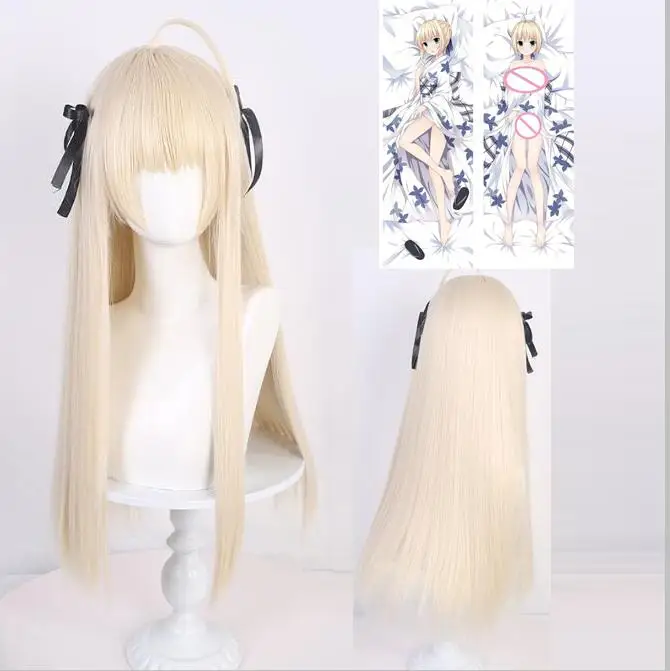 

Anime 85cm/70cm Cosplay Wig Grey Golden Wig Heat Resistant Synthetic Hair Women Wigs Dakimakura Pillow Case Pillow Cover