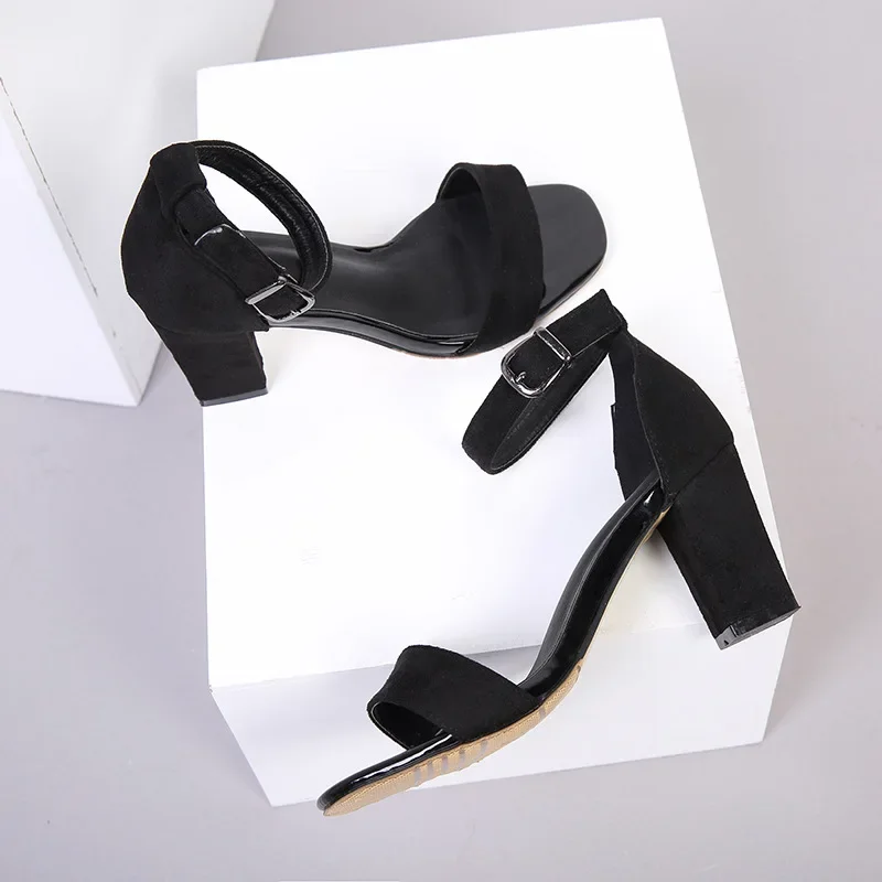 2024 Summer Fashion Sandals Medium High Heel Block Heel Sandals Outdoor Fashion Sandals Women Heels Plus Size Heels Women