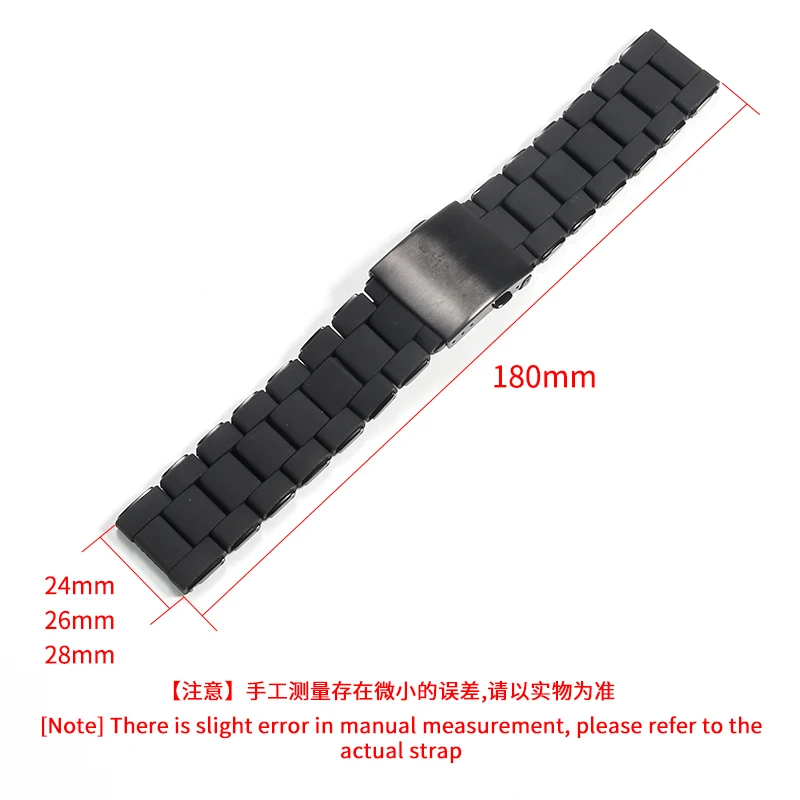 Fitting Perfectly Silicone Coated Steel Waterproof WatchBand for Diesel Red Magic Black Warrior Dz7370 Dz7396 Strap 24 26 28mm