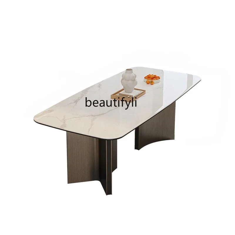 

Italian Minimalist Modern Stone Plate Dining Table Black Large, Medium and Small Apartment Home Table