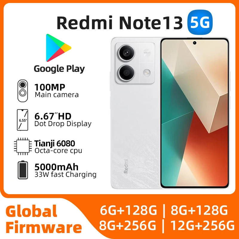 Xiaomi Redmi Note 13 5G 256Gb Dimensity 6080 Ultra 140Hz Lcd-Scherm 64mp Drievoudige Camera 5000Mah Gebruikte Telefoon