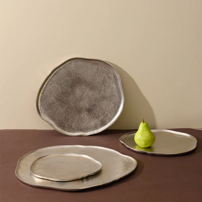 aluminum-silver-irregular-light-edged-fruit-plate-snack-nut-storage-tray-tea-tray-ornament-decoration