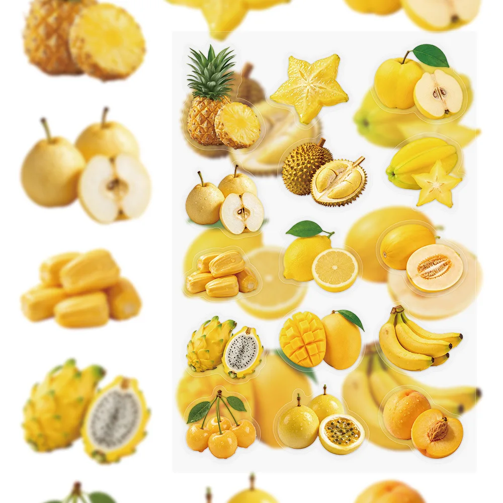 8 Pcs/Set Fruit & Vegetable Stickers, Garden Food Theme Transparent PET Decals for Pencil Case & Journal Decoration - view 6