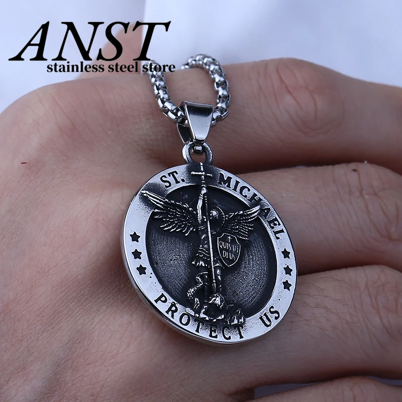 موضة 316L الفولاذ المقاوم للصدأ سانت مايكل حمايتنا قلادة قلادة للرجل المرأة المختنق مجوهرات دروبشيبينغ هدية حفلة