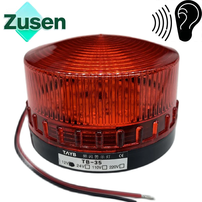Zusen TB35-R-J z brzęczykiem 12v 24v 110v 220v czerwony Alarm bezpieczeństwa stroboskop sygnał świetlny ostrzegawcza lampa LED małe migające światło