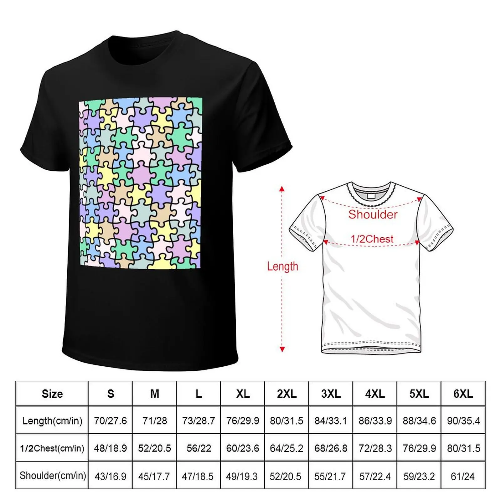 Jigsaw puzzle pastel colours T-Shirt t shirts for man cotton soft T-Shirt