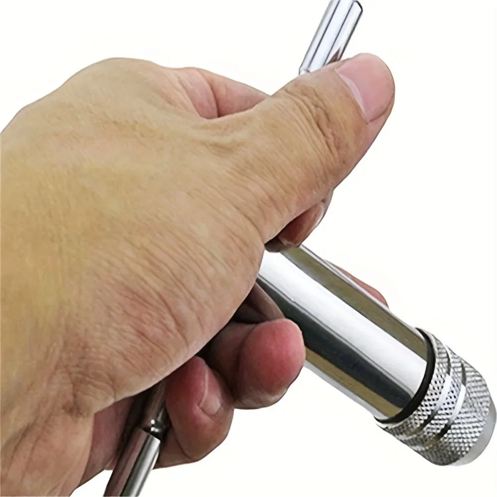 Imagem -05 - Prata T-handle Ratchet Tap Chave Titular Parafuso Máquina Rosca Metric Plug T-shaped Tap M3-m8 Mm8 mm Pcs Ajustável