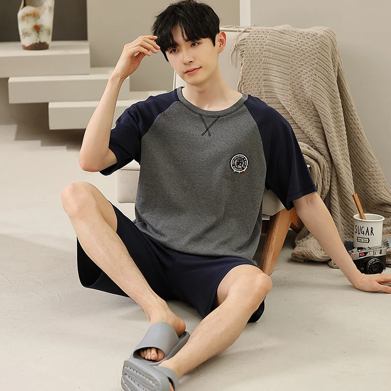 Big Size L-5XL Men Pajamas Set Summer Modal Pyjamas Male Casual Short Sleeve Sleepwear