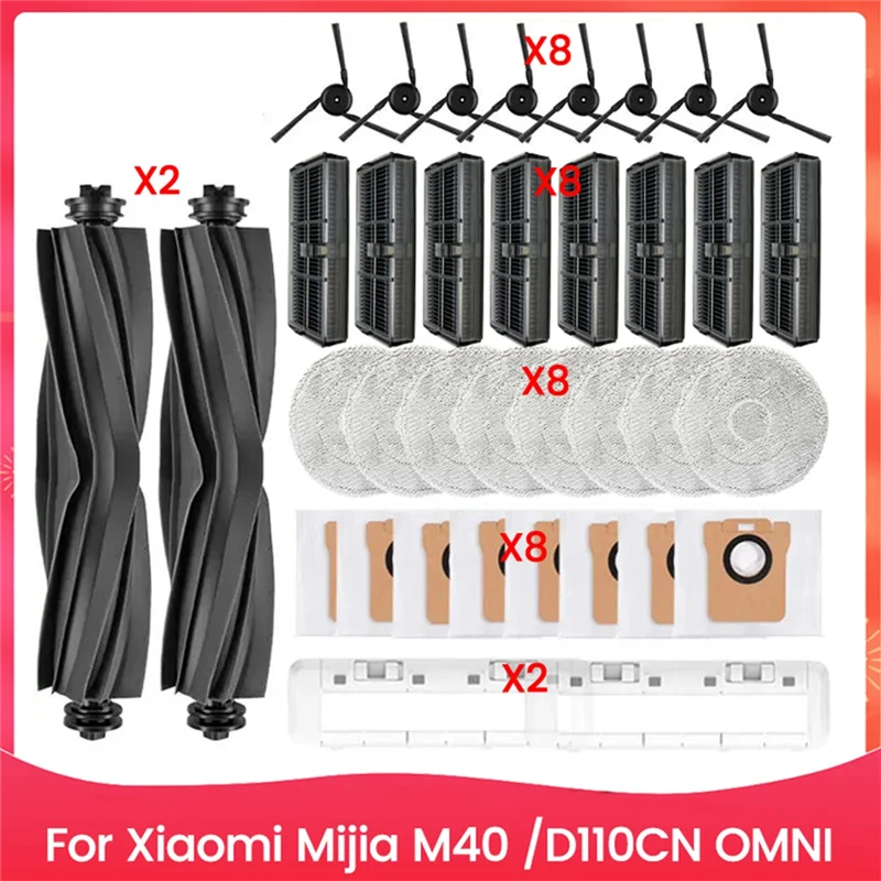 

ABVT-36PCS Brush Filter Mop Cloth And Dust Bag Main Brush Cover Set For Xiaomi Mijia M40 /D110CN OMNI Spare Parts
