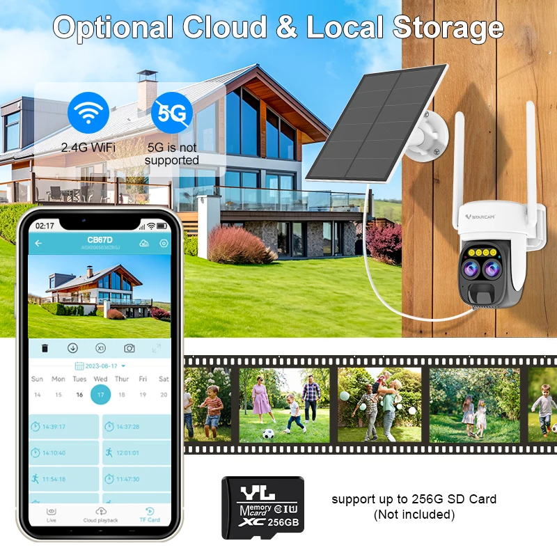 VStarcam 2K Dual Lens WIFI Solar Camera Outdoor Battery Power Camera Two-way Audio Color Night Surveillance Security Waterproof