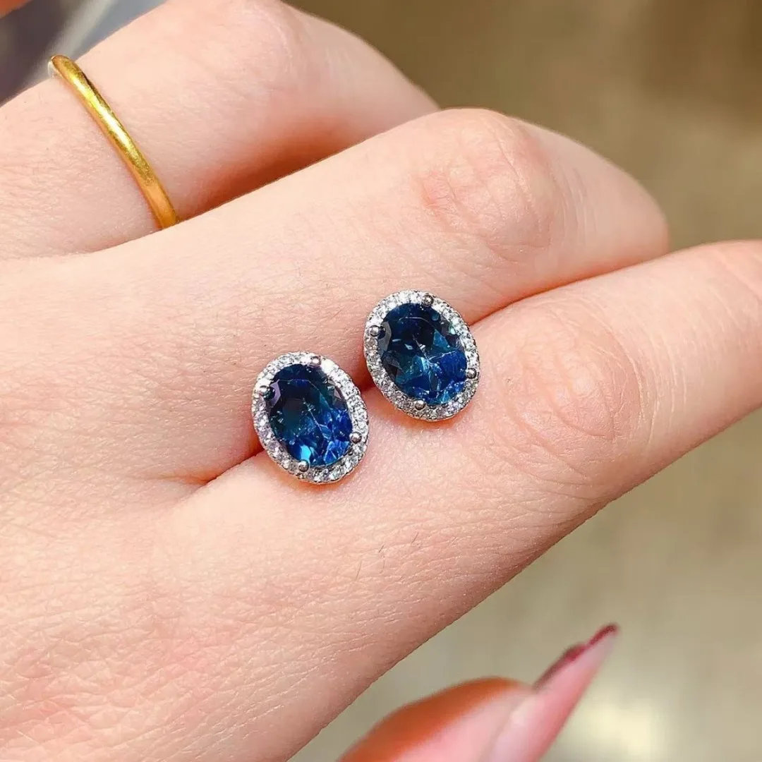 

Изысканный натуральный топаз и серьги-гвоздики из стерлингового серебра S925, дизайнерские ювелирные изделия для женщин, элегантность и стиль