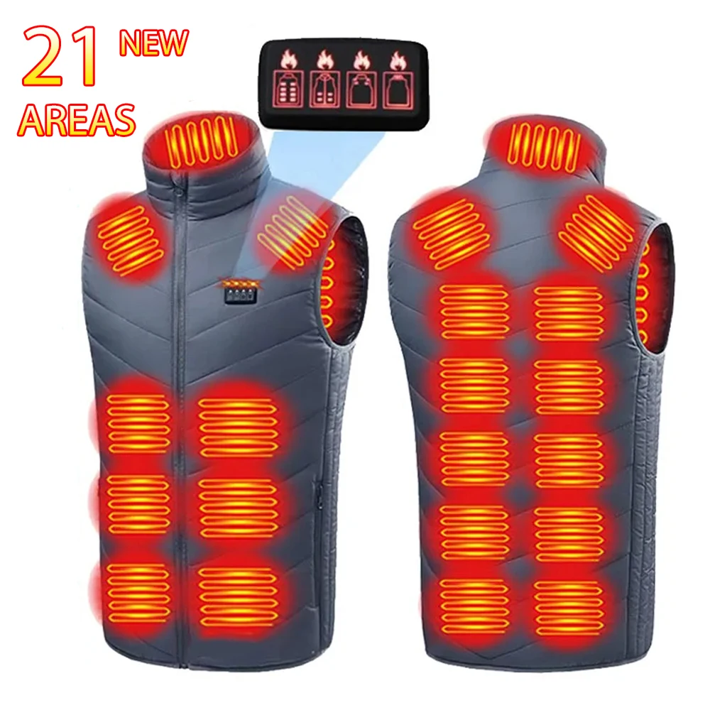 

21 Areas Self Heating Vest Winter USB Electric Heating Vest Men Outdoor Skiing Women Thermal Vest Warm Winter Clothes