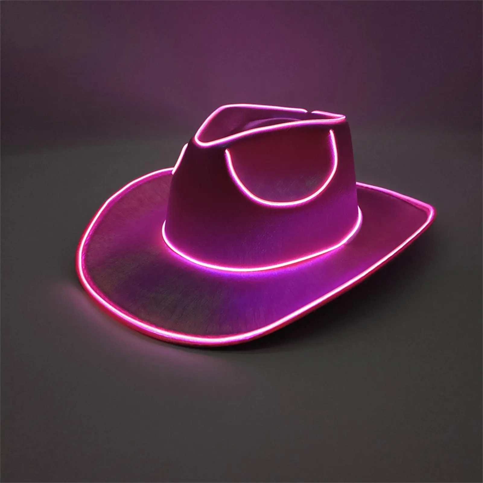LED Lights Cowboy Cowgirl Hat Luminous Light Up CapWestern Cowboy Hat for Dancing Party Dress Up Pearlescent Cowgirl Hat