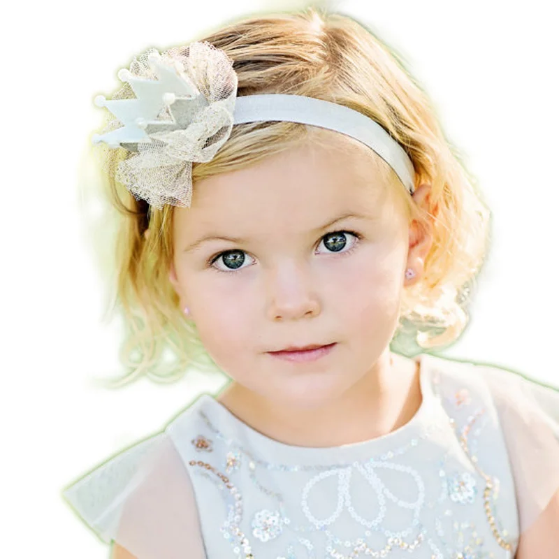 Retail 5colors Newborn Mini Felt Crown+Shiny Elastic Headband For Girls Hair Accessories Handmade Luxe Kids Headbands