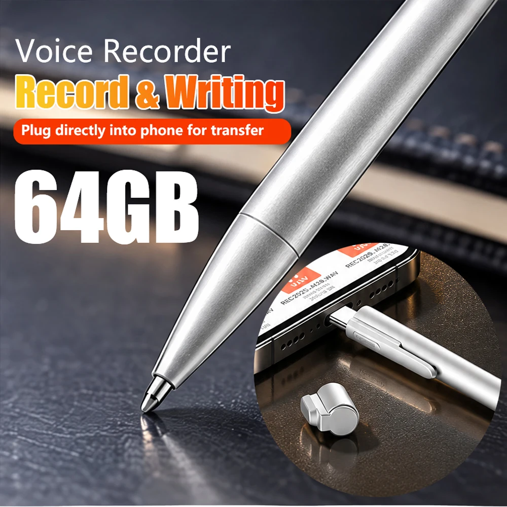 Smart Voice Activated Recording Pen 10 Level Sensitivity Power Off Auto Save Digital Dictaphone Replaceable Core for Daily Notes