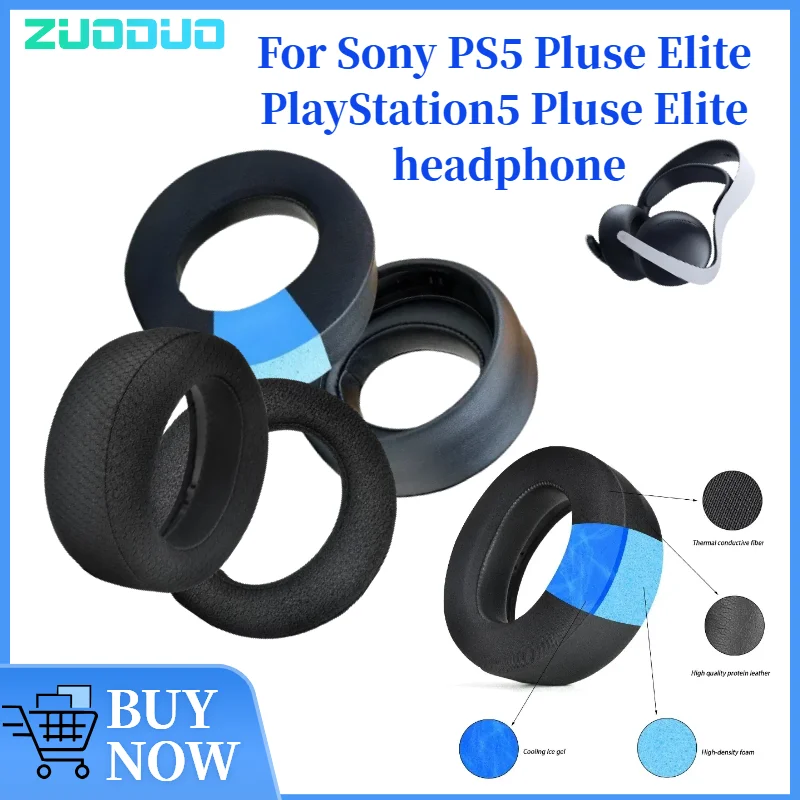 

ZUODUO Replacement Mesh / Ice gel / Leather Ear Pads for Sony PS5 Pluse Elite PlayStation5 Pluse Elite Gaming Headphones