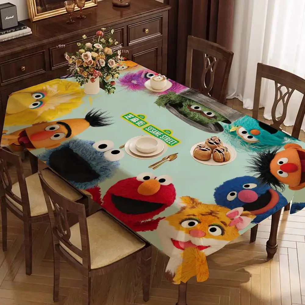 Lindo S-Sesame Cookies S-Streetes mantel rectangular impermeable Fiesta decoración del hogar comedor decoración reutilizable suministros para fiestas