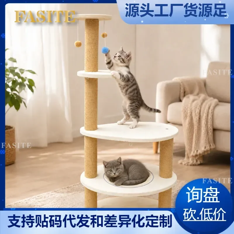 For Cat Climbing Frame Stable Anti-Tipping Scratching Post House Jumping Platform Easy Install Sleeping Nest Multi-Functional