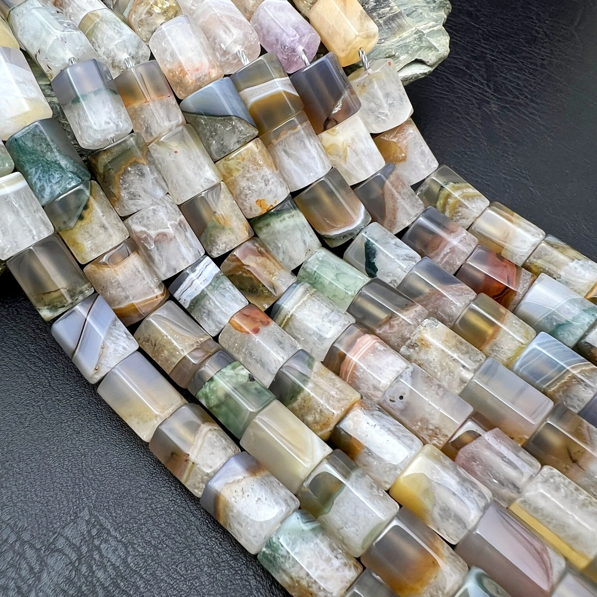 10x13MM grand gris naturel Uruguay Agates Quartz Tube Hexagonal prisme pépite perles pour la fabrication de bijoux à bricoler soi-même MY251108