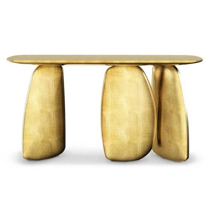 2022 Most Popular Golden Leaf Wooden Console Table Luxury Designer Home Use Console Table