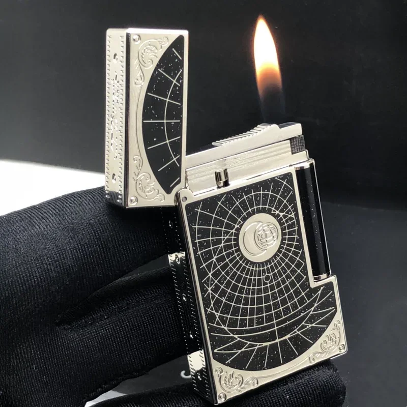 New Dopunt Retro Butane Gas Lighters Bright Sound Soft Flame Luxury Smoking Gadget for Men Portable Outdoor Reflatable Lighter