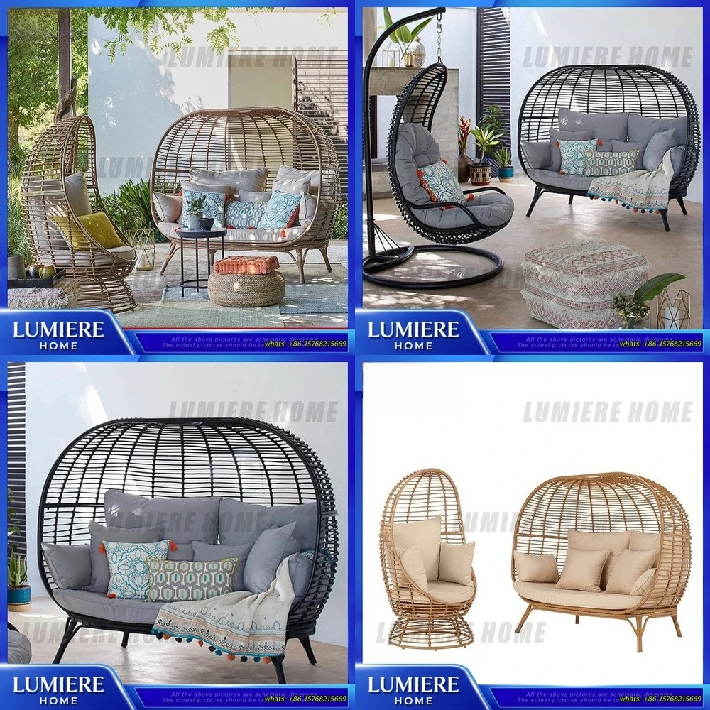 

Уличный диван-кровать из ротанга для сада, патио, двора, балкона, двухместное кресло-шезлонг для двух взрослых, для использования в помещении и на улице