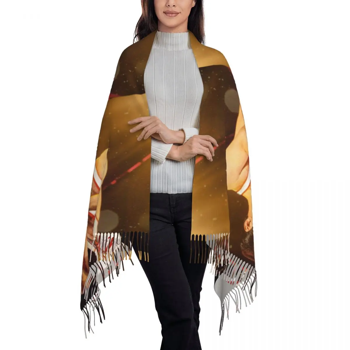 Queen Freddie Mercury Scarf Tassel Scarves for Women Soft Warm Shawls and Wraps Large Fall Winter Shawl Wrap