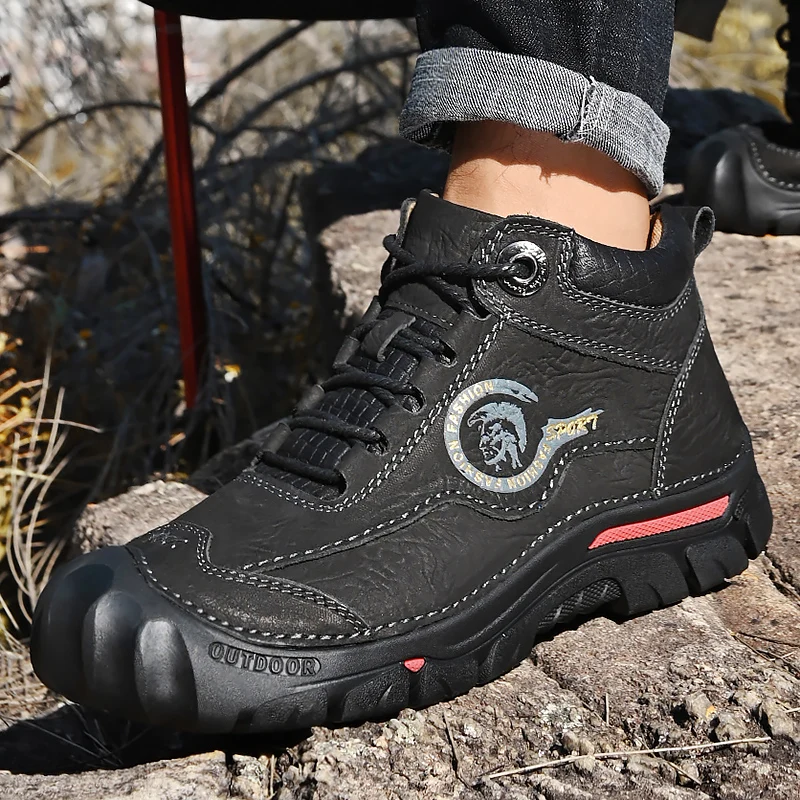 

Luxury Brand Genuine Leather Outdoor Boots Quality Anti Slip and Wear-resistant Hiking Boots Men's Comfort High Top Travel Boots