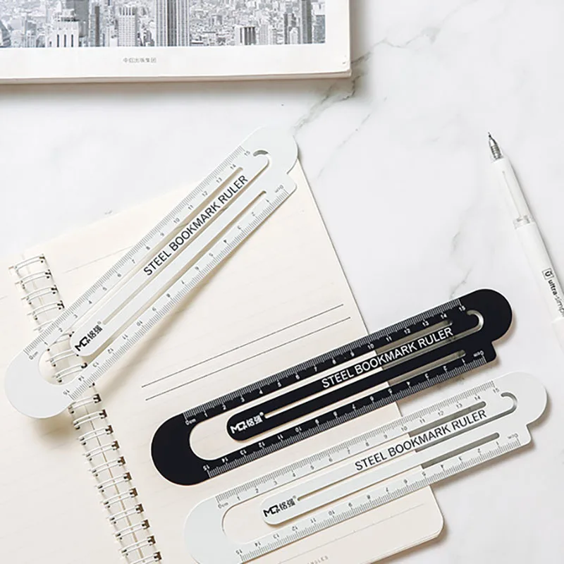 4pcs Metal Bookmark Ruler Book Holder Clip Measuring Scale School Supplies