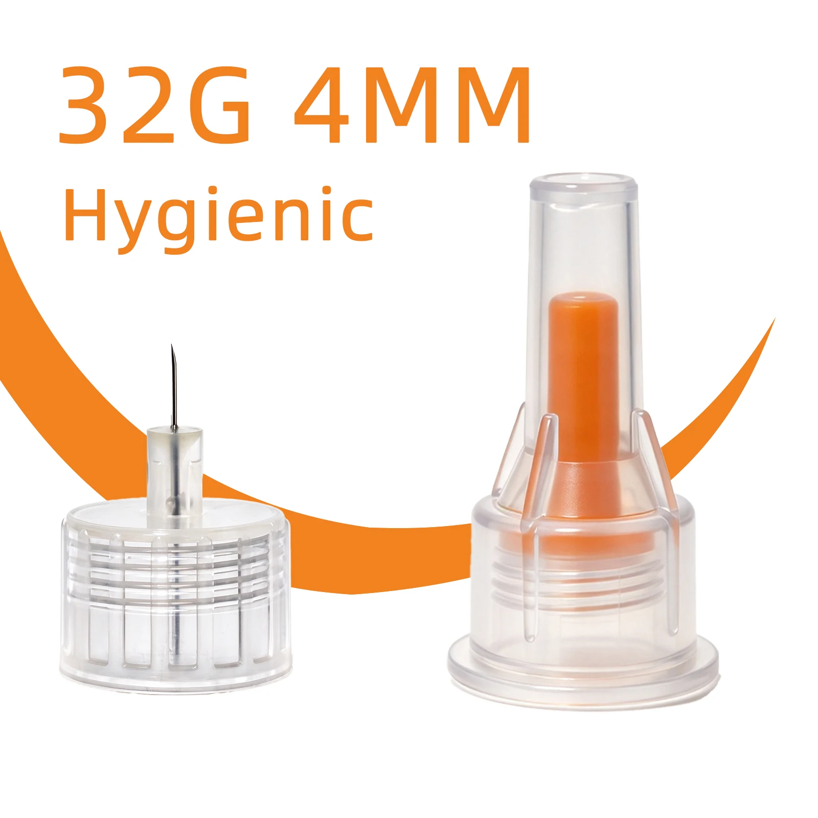 100Pcs Insulin Cartridges for Lilly Insulin Injection Pen Individual Packaging Medical Insulin Pen Tip Orange 32G 4mm Disposable