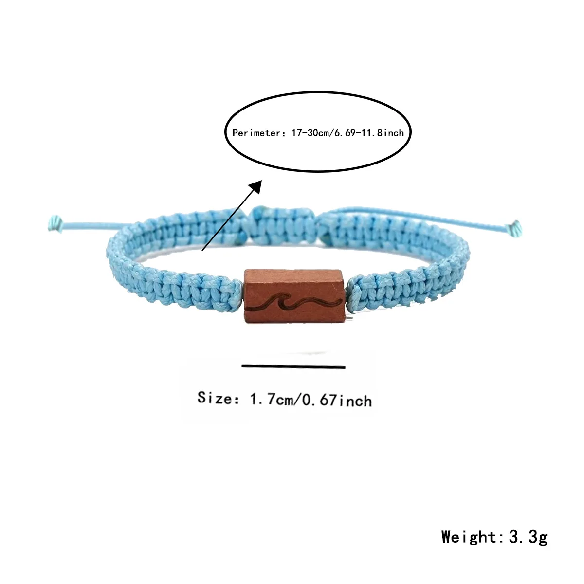 Modisches Armband mit Holzanhänger im Wellenmuster für Damen und Herren, geflochtenes Seil, verstellbare Kette, Wickelarmband, Paar-Schmuck, trendiges Geschenk – Detail 6