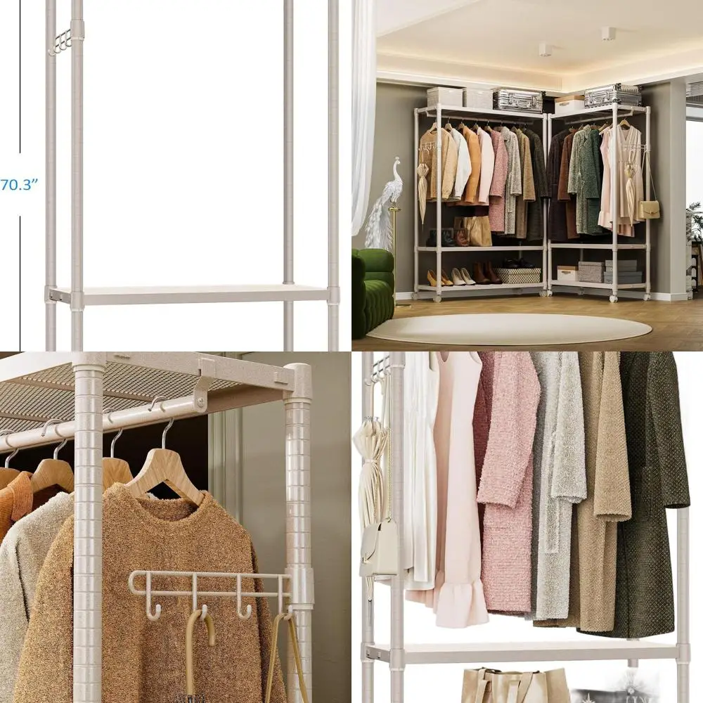 

Золотая трехъярусная металлическая вешалка для одежды на колесиках с деревянными досками, 17,7x33,5x70,3