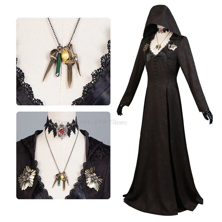 Costume de Cosplay de Vampire pour Femme, Robe Noire Imbibée, en Stock