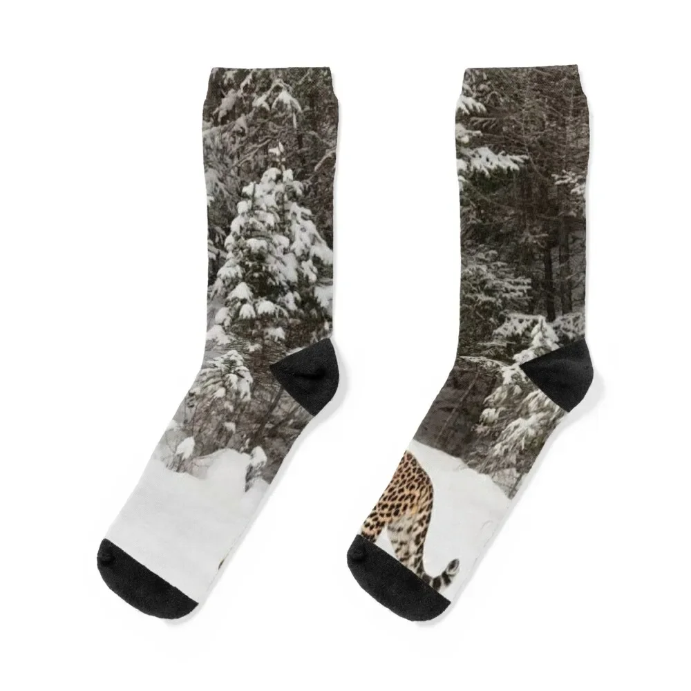 

Amur Leopard In Winter Socks cotton loose Crossfit New year's Socks Ladies Men's