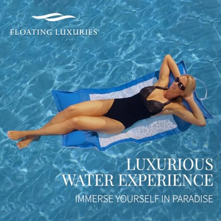 Adult pool float for resort-style relaxation marine-grade fabric in fade-resistant blue ultra-comfortable 28 in x 58 in water h