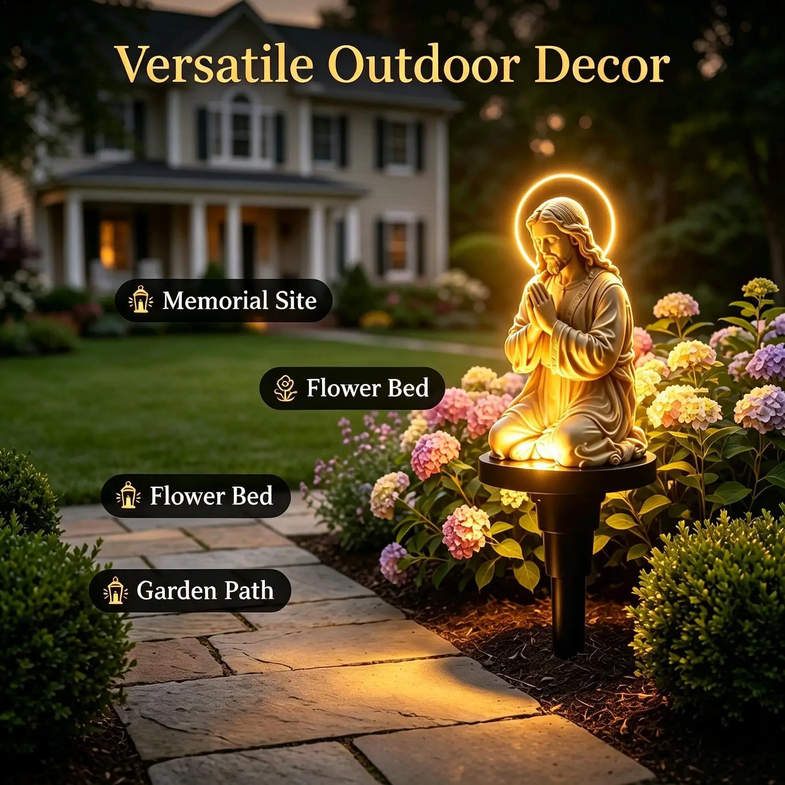 Solar Jesus Yard Stake Lighted Holiday LED Decoration Stake Solar Powered Jesus Light For Garden Patio Backyard Courtyard