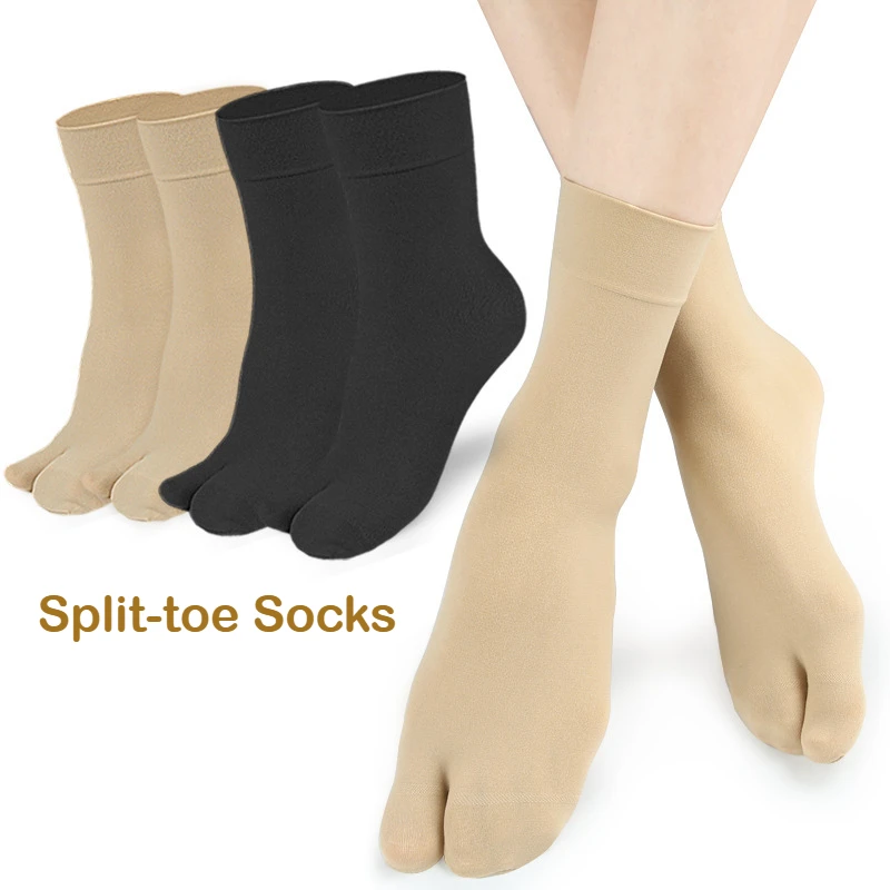 Split-toe Socks Women Sock Medium Tube Breathable Sports Non-slip Granular Two-toe Cover Japanese Clogs Socks Flip-flops Warmer