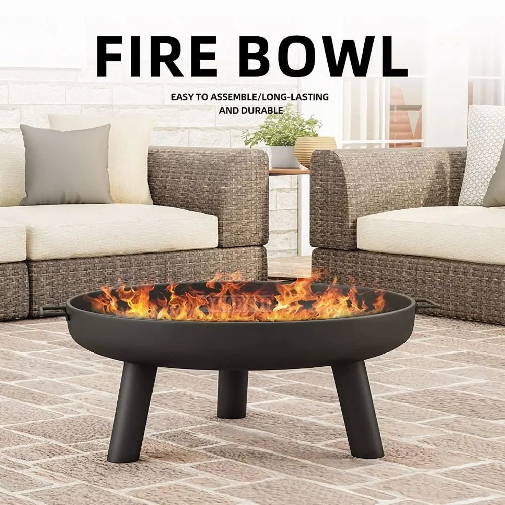 Outdoor Garden Bonfire Fire Pit, Camping Round Fire Pit, Backyard and Large Yard Metal Fire Pit