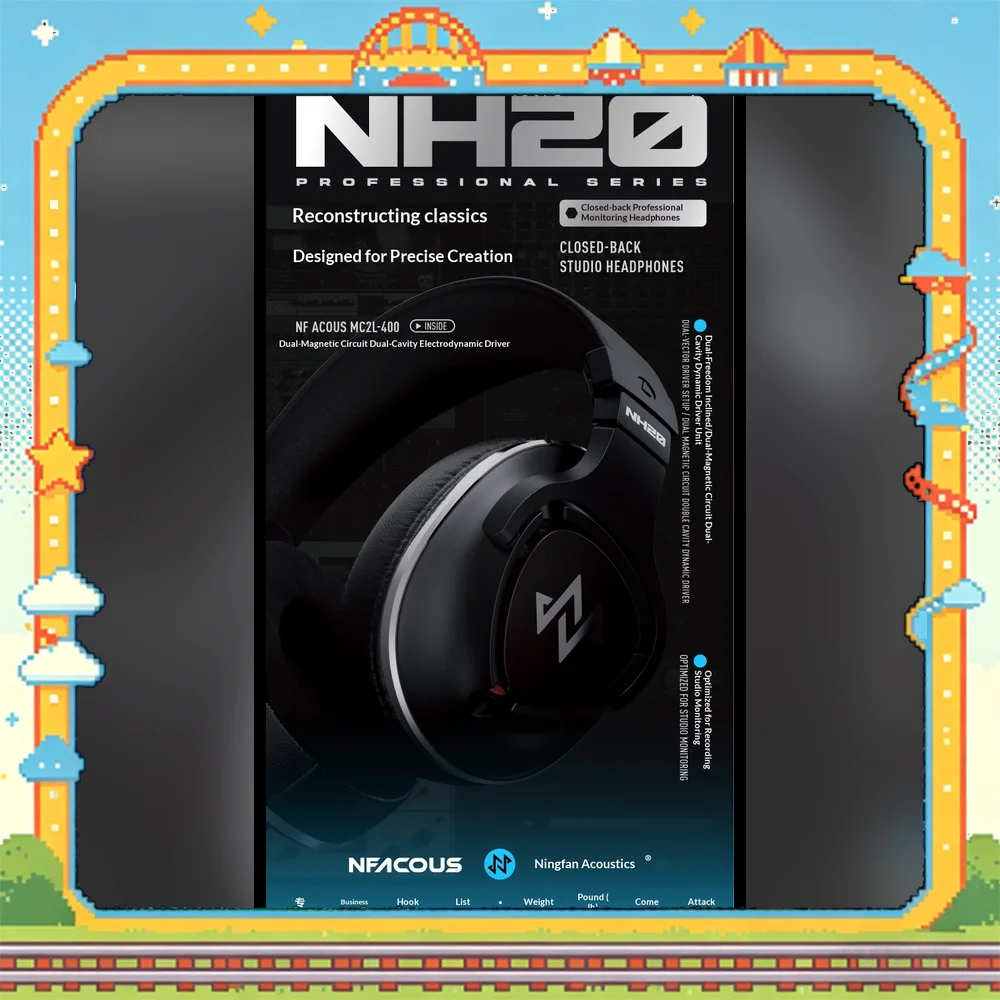 NFACOUS NH20 Professional Closed Back Monitor Headphones Over Ear Wired Headset for Studio Recording Mixing For Gifts
