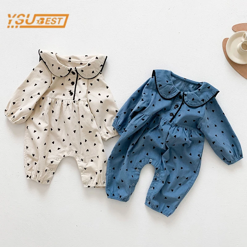 Spring Autumn Kids Baby Girls Rompers Newborn Baby Girls Long Sleeve Corduroy Printing Rompers Clothes Baby Girl Rompers