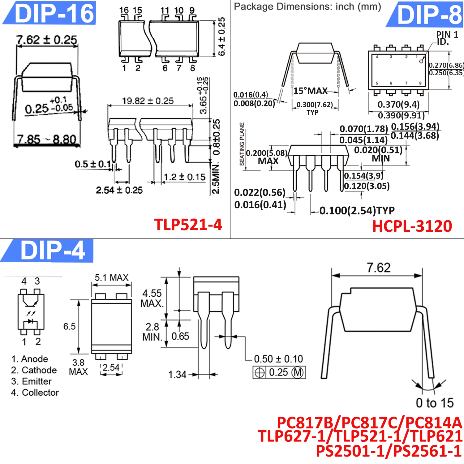 4N35 4N25 Pc817 Moc3041 Moc3020 Tlp627 Hcpl3120 Moc3021 Pc817C Pc817B Moc3083 P521 Tlp521-4 Tlp621 Hcpl 3120 Moc3062 Optocoupler