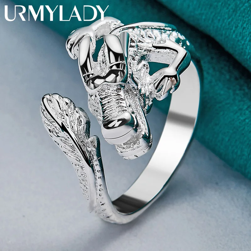 URMYLADY 925 Sterling Silver Dragon Adjustable Ring For Men Wedding Party Fashion Charm Jewelry