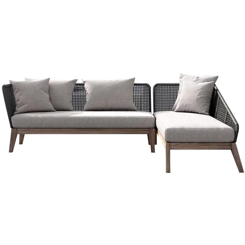 

Outdoor rattan sofa villa courtyard leisure simple furniture combination Nordic design waterproof sunscreen tables and chairs