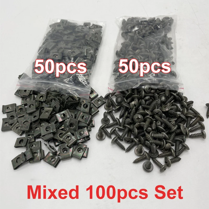 Selbstschneidende Schrauben, Metall-Befestigungsclip für Auto, Motorrad, U-Typ-Clip mit Schraube, Rostschutz-Clip, Schraube, Eisenblech-Set