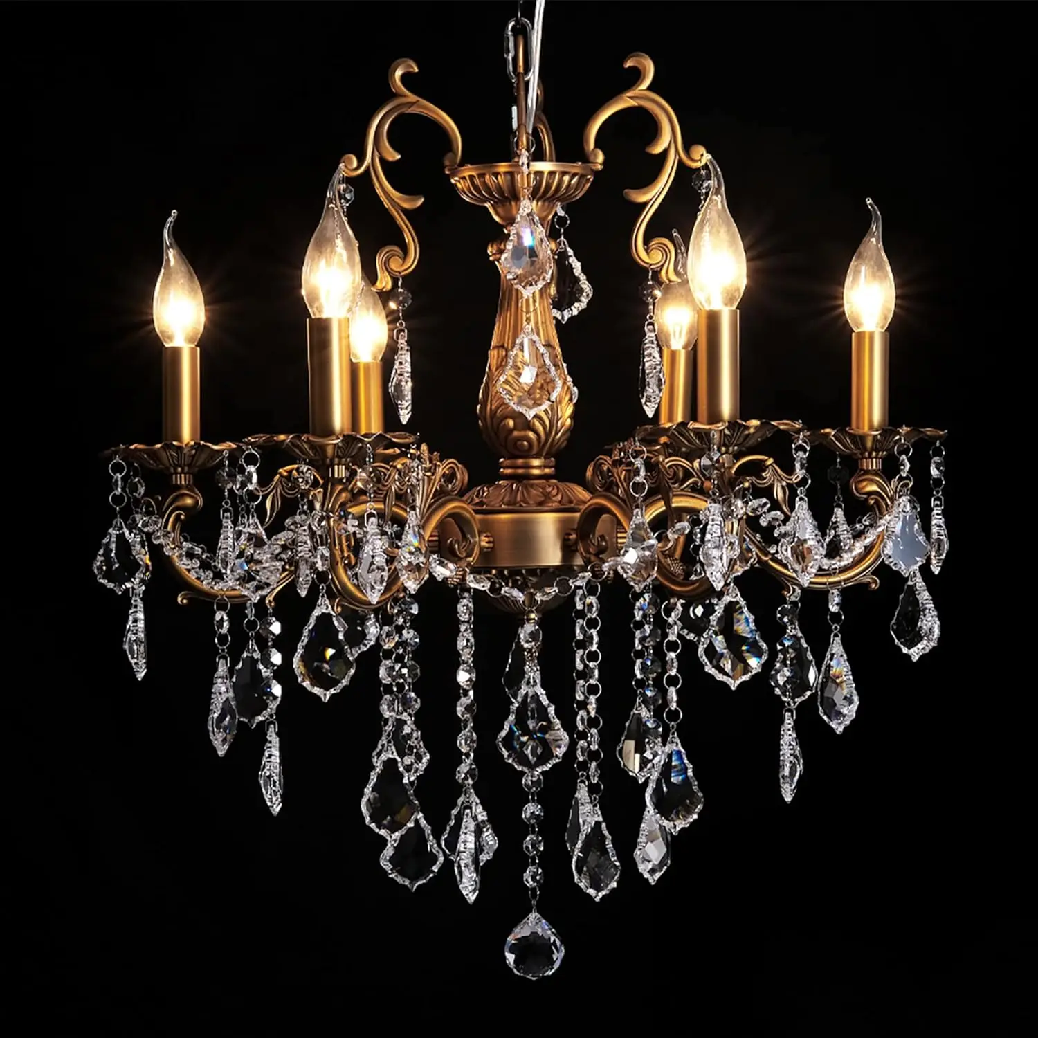 Crystal Chandeliers Chandelier 6 Lights Island Lighting Candle Pendant Ceiling Light Fixture for Dining Room Living