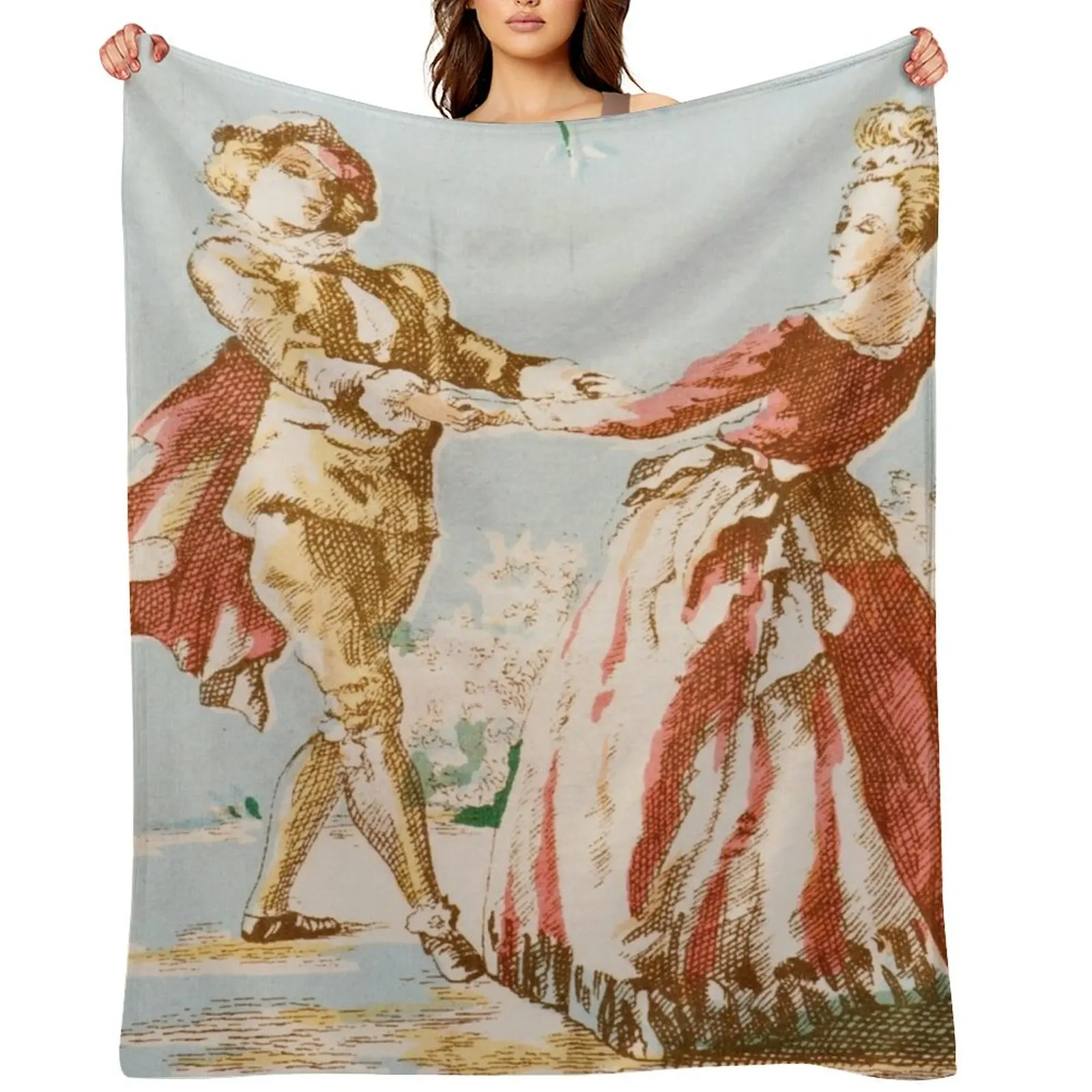 

Distressed Toile de Jouy Print Throw Blanket Bed linens For Baby for babies Picnic Blankets